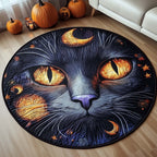 Halloween Witch Cat Round Mat Rug - Cute Pet Design | Animal Printed Home Decor