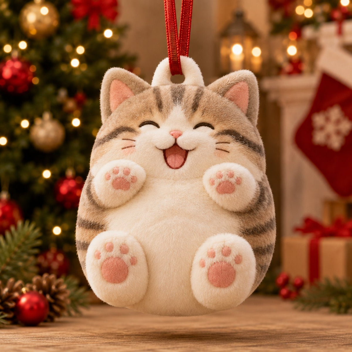 Happy Cat Christmas Ornament