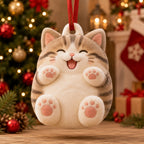 Happy Cat Christmas Ornament