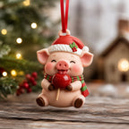 Happy Pig Christmas Ornament