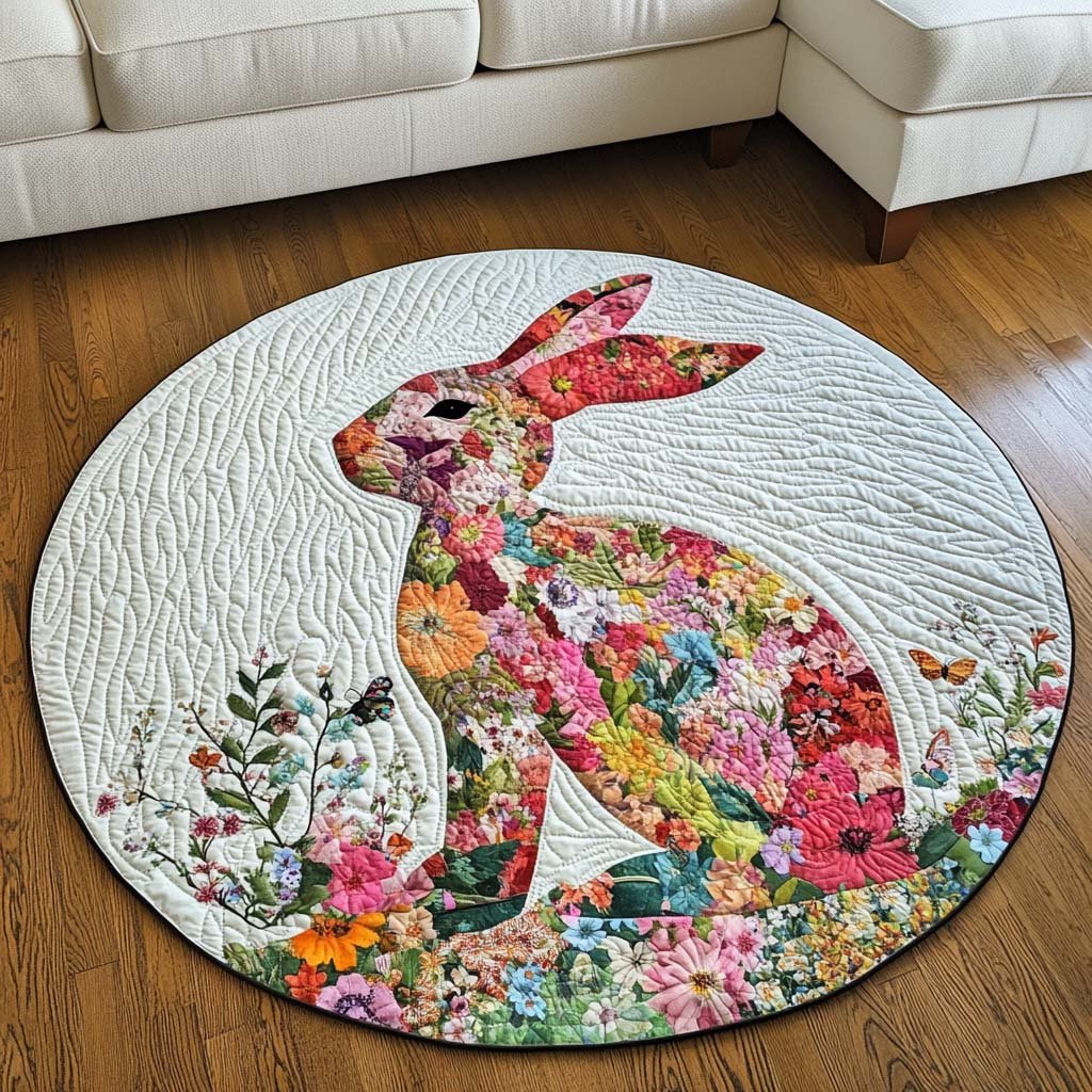 Happy Ears Round Mat Rug - washable non-slip printed rug
