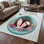 Happy Easter Hole area rug in a living room