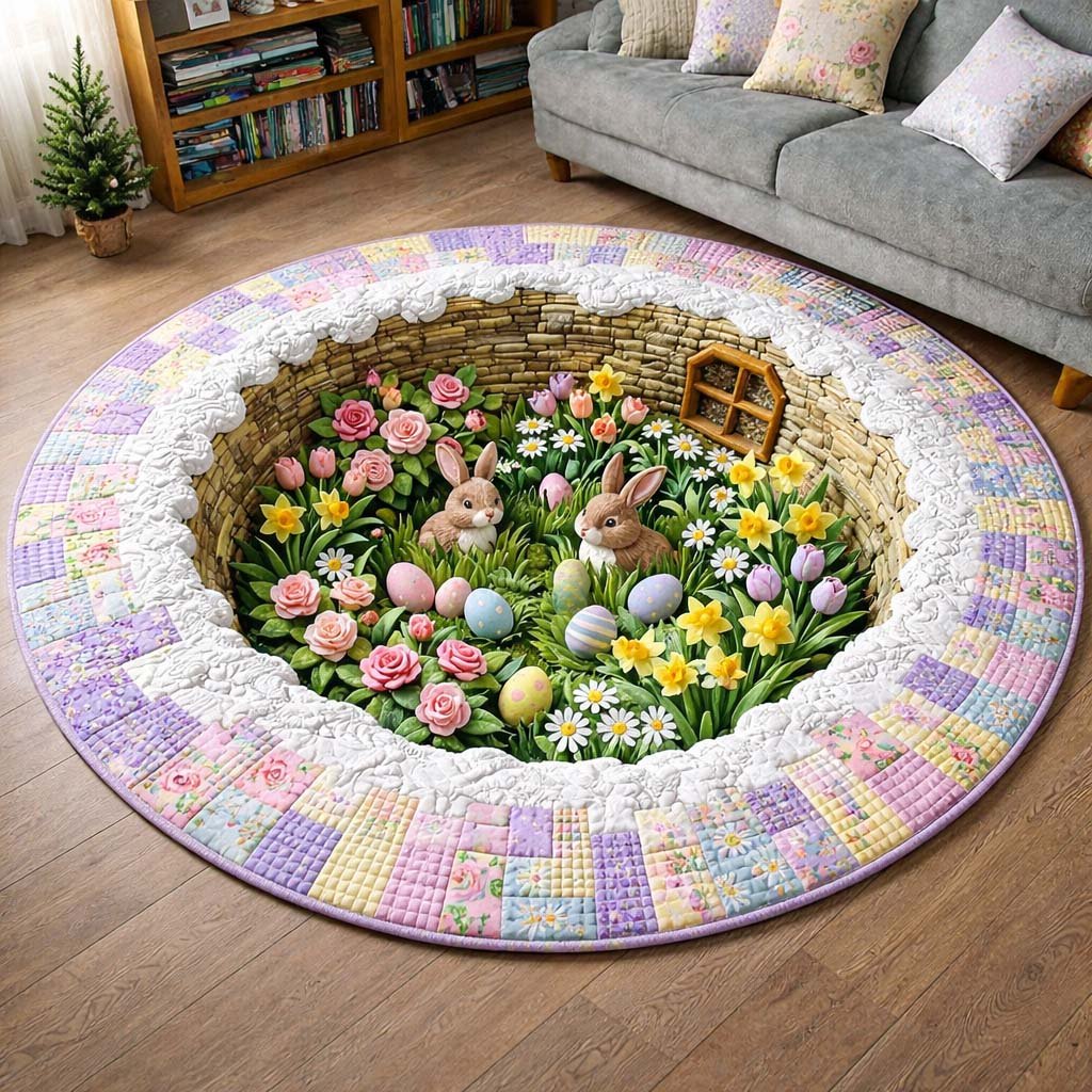 Happy Easter Round Mat Rug - Nature Design | Serene Home Decor