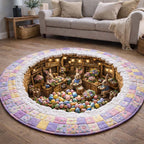 Happy Easter Round Mat Rug - Nature Design | Serene Home Decor