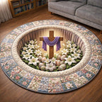 Happy Easter Round Mat Rug - washable non-slip printed rug