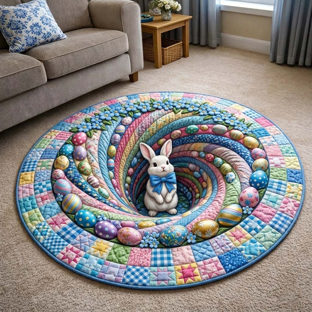 Happy Easter Round Mat Rug - Nature Design | Serene Home Decor