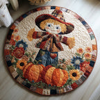 Happy Scarecrow Round Mat Rug - washable non-slip printed rug
