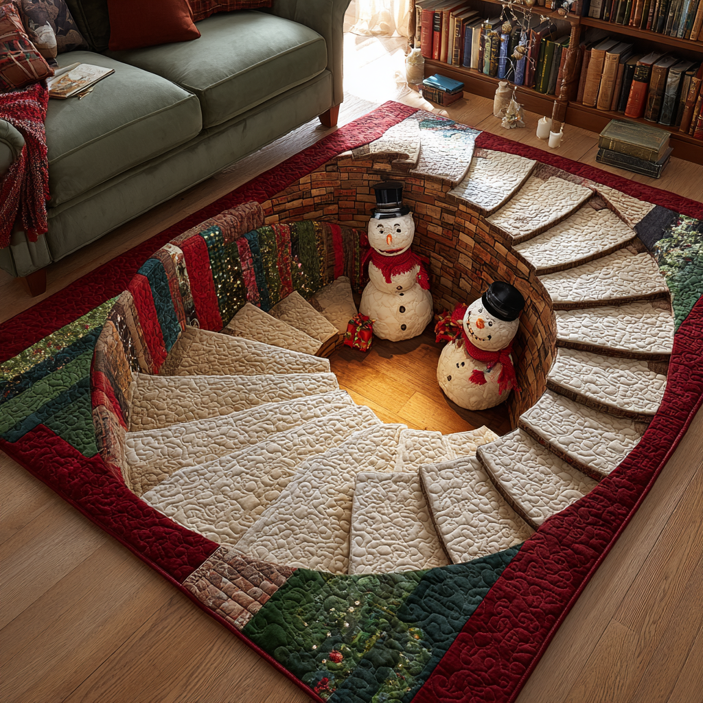 Happy Snowman area rug in a living room