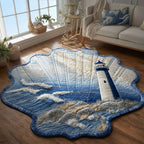 Harbor Light Glow Custom Shape Area Rug - Coastal Design | Die-Cut Non-Slip Rug - washable non-slip printed rug
