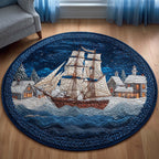 Harbor Sail Round Mat Rug - washable non-slip printed rug