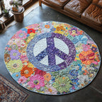 Harmony in Stitches Round Mat Rug - washable non-slip printed rug