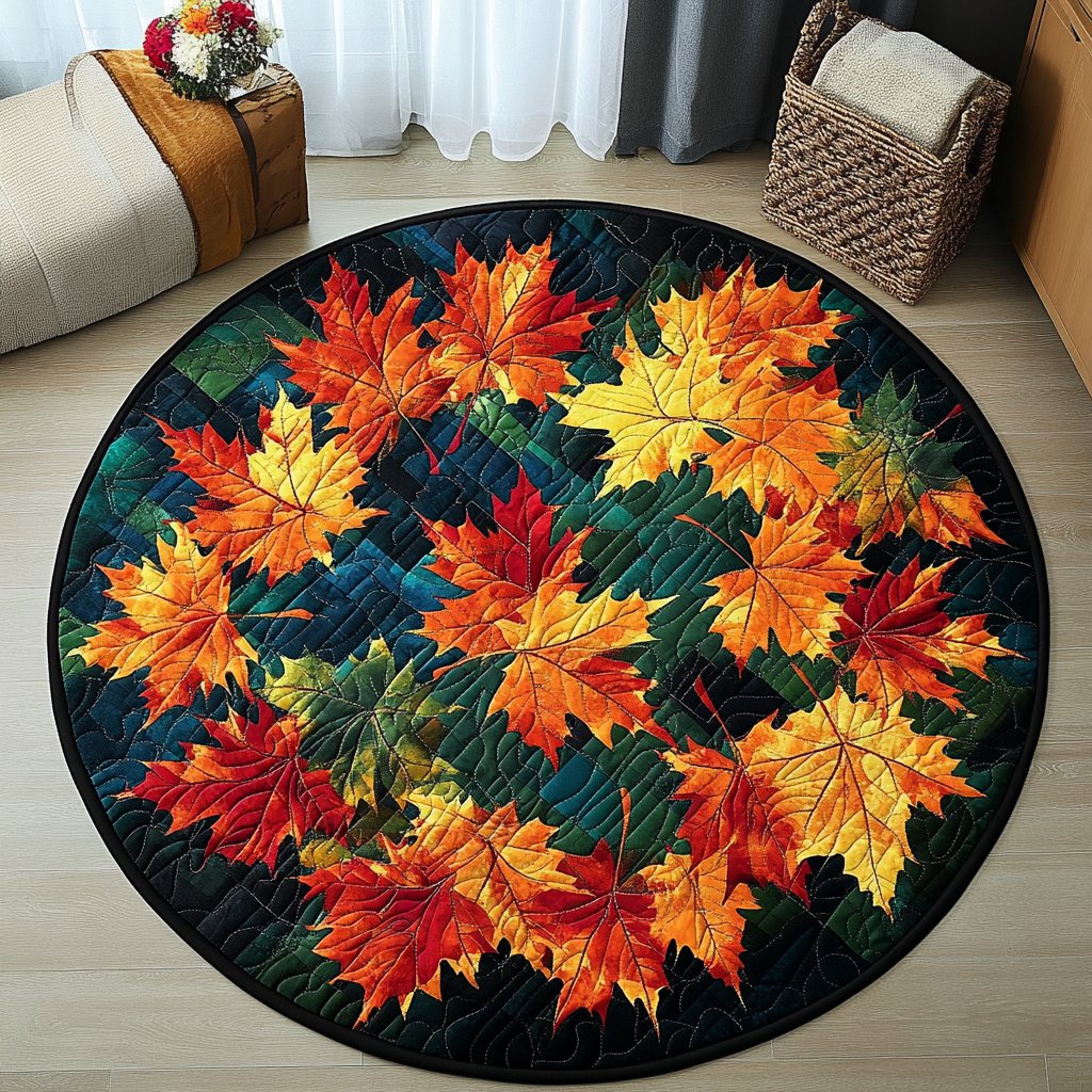 Harvest Delight Round Mat Rug - washable non-slip printed rug