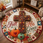 Harvest Faith Round Mat Rug - Nature Design | Serene Home Decor - washable non-slip printed rug