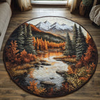 Harvest Forest Round Mat Rug - washable non-slip printed rug