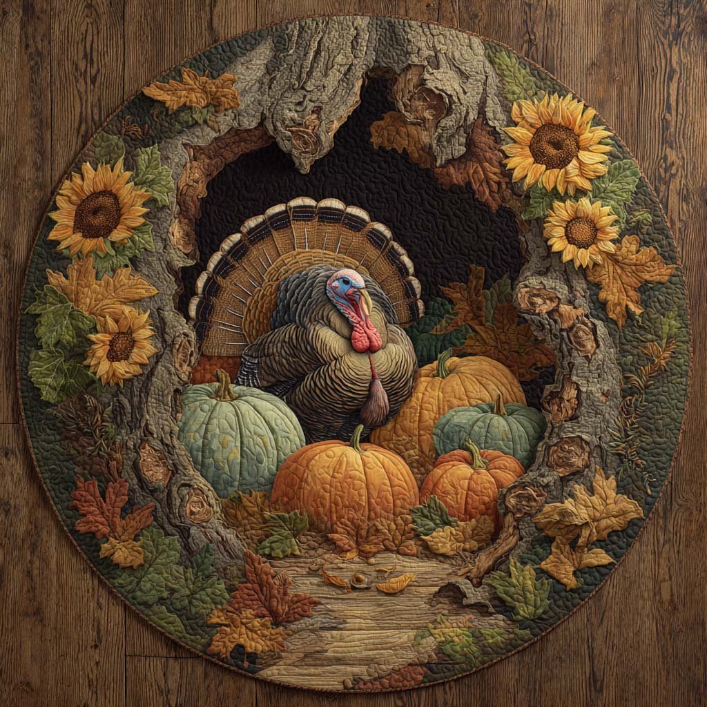 Harvest Glory Round Mat Rug - washable non-slip printed rug