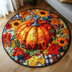 Harvest Gold Pumpkins Halloween Round Mat Rug - washable non-slip printed rug