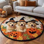 Harvest Golden Retriever Round Mat Rug - washable non-slip printed rug