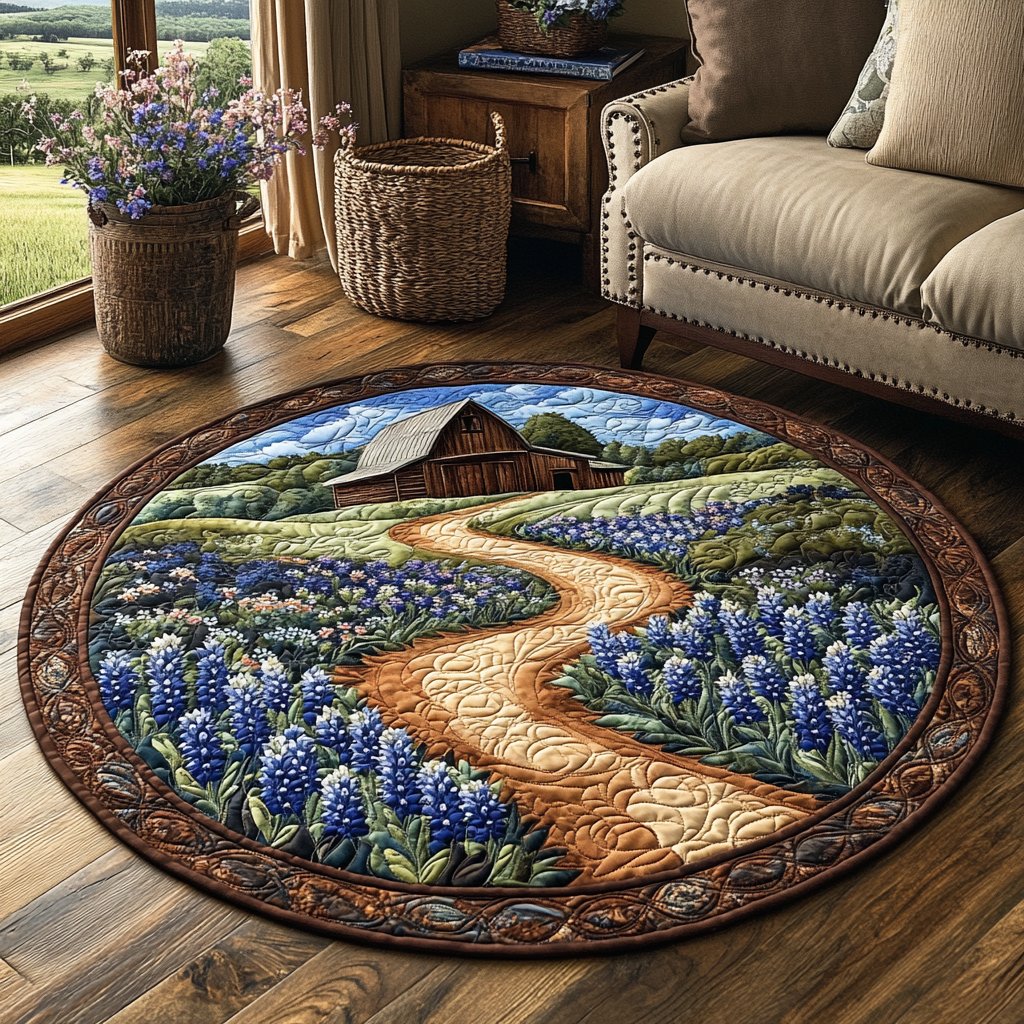 Harvest Haven Round Mat Rug - washable non-slip printed rug