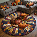 Harvest Hollow Round Mat Rug - washable non-slip printed rug