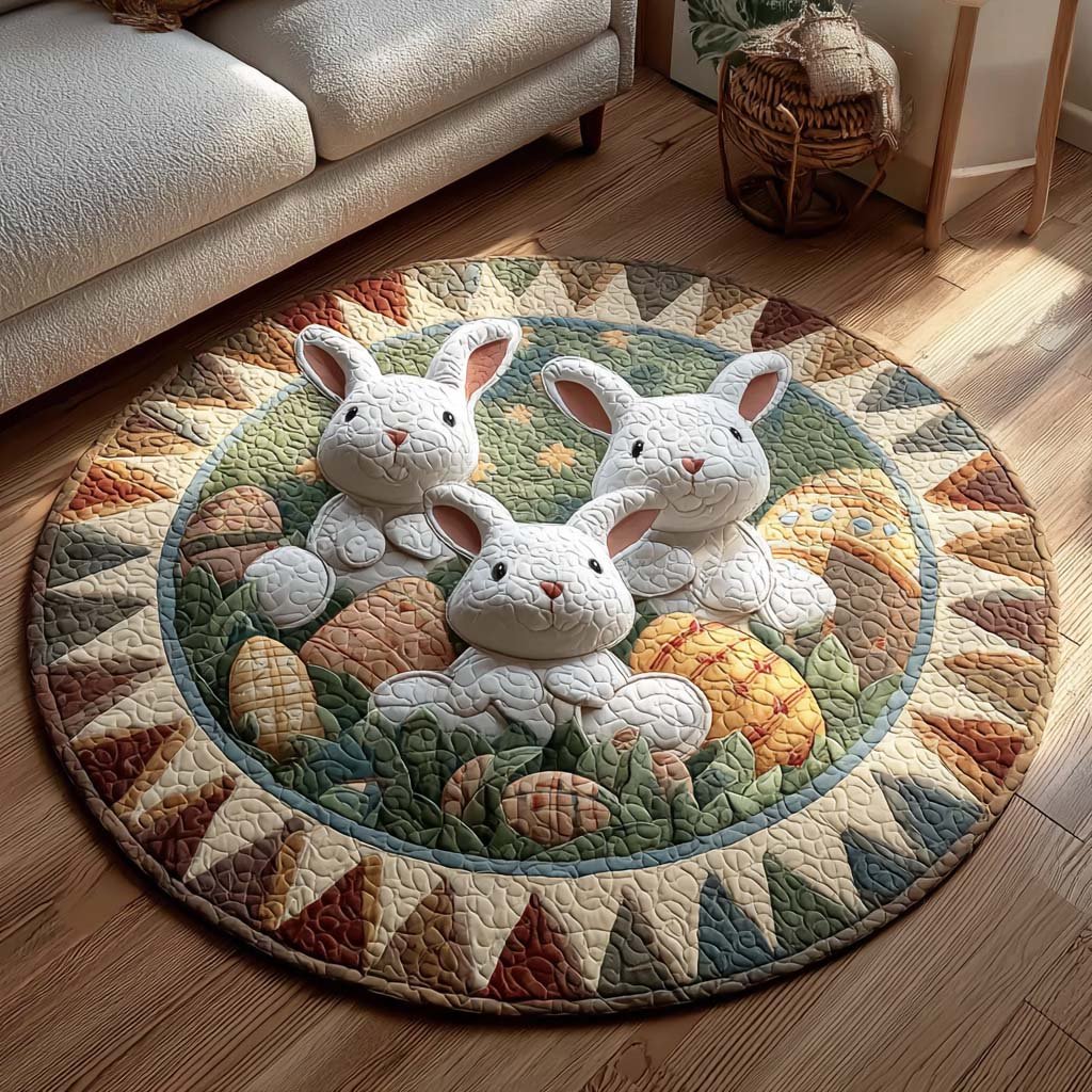 Harvest Huddle Round Mat Rug - washable non-slip printed rug