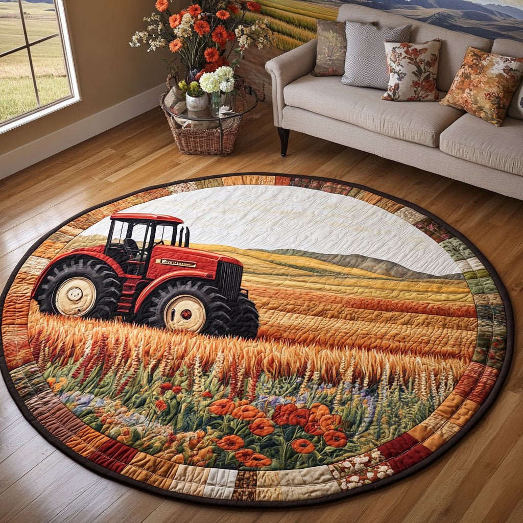 Harvest Journey Round Mat Rug - washable non-slip printed rug