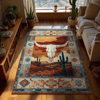 Harvest Longhorn Realm area rug in a living room