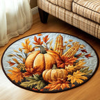 Harvest Medley Round Mat Rug - washable non-slip printed rug