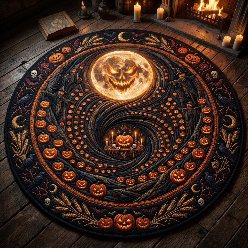 Harvest Moon Round Mat Rug - washable non-slip printed rug