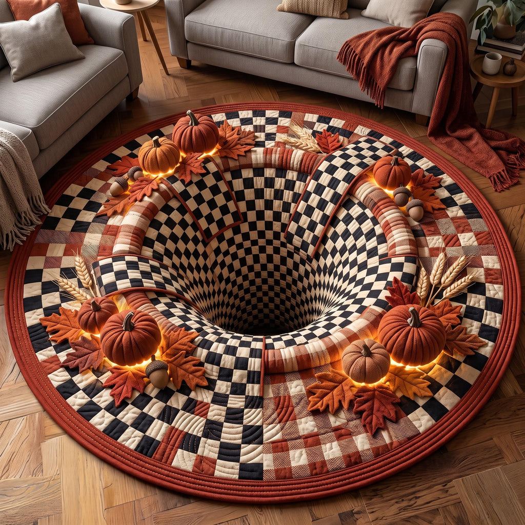 Harvest Plaid Round Mat Rug - Nature Design | Serene Home Decor - washable non-slip printed rug