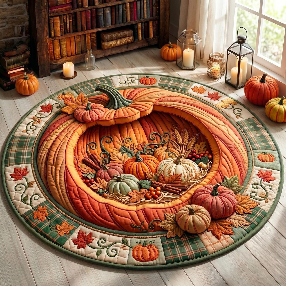 Harvest Portal Round Mat Rug - washable non-slip printed rug