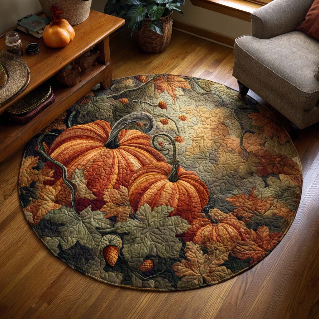 Harvest Pumpkin Round Mat Rug