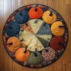 Harvest Pumpkin Halloween Round Mat Rug - washable non-slip printed rug