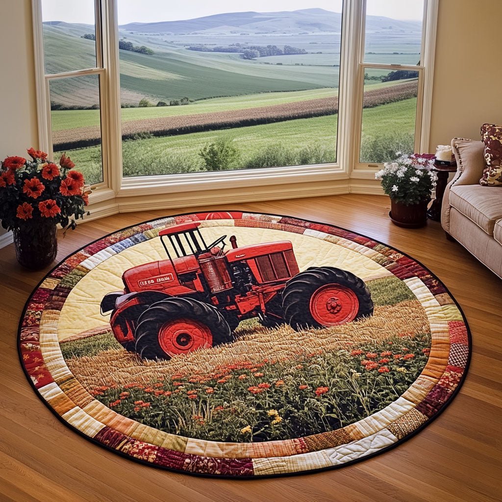 Harvest Ride Round Mat Rug - washable non-slip printed rug