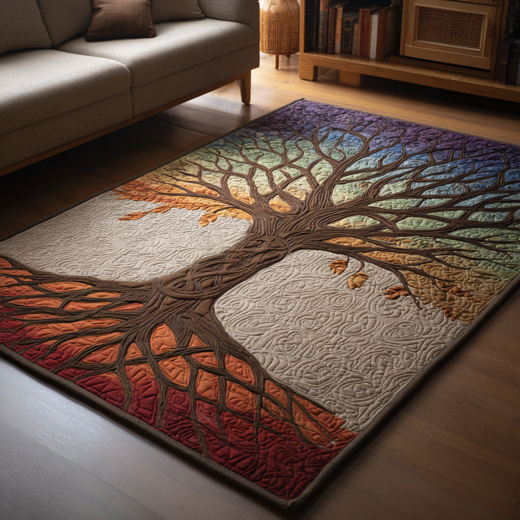 Harvest Roots area rug in a living room
