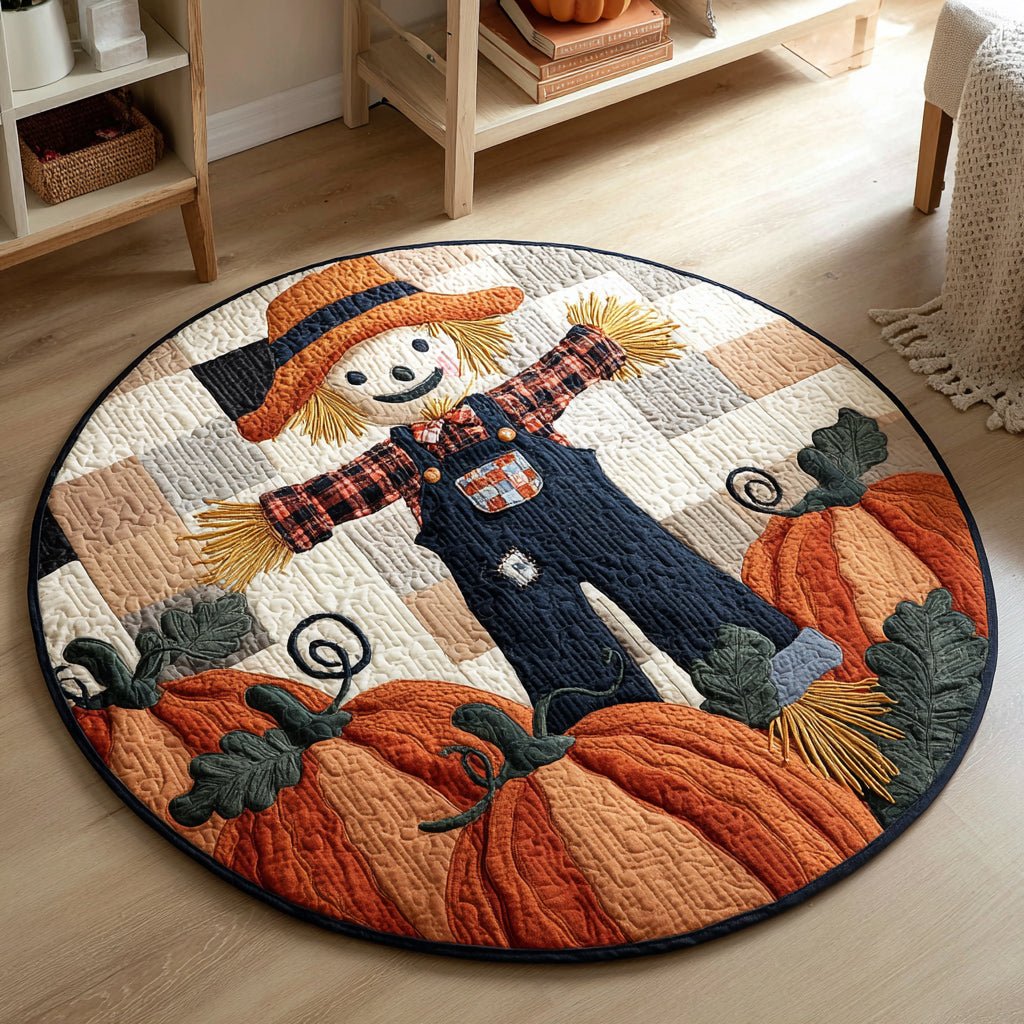 Harvest Scarecrow Round Mat Rug - washable non-slip printed rug