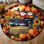Harvest Serenity Round Mat Rug - washable non-slip printed rug