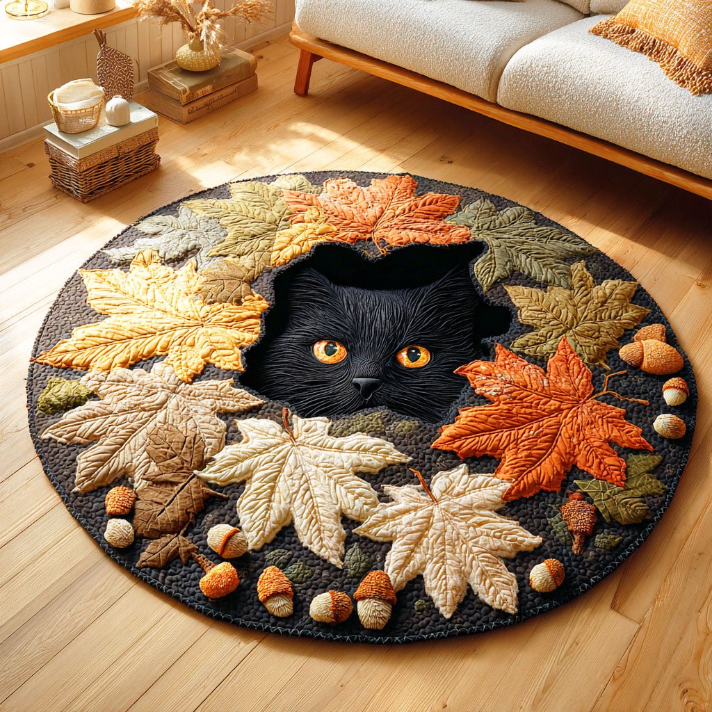 Harvest Shadow Round Mat Rug - washable non-slip printed rug