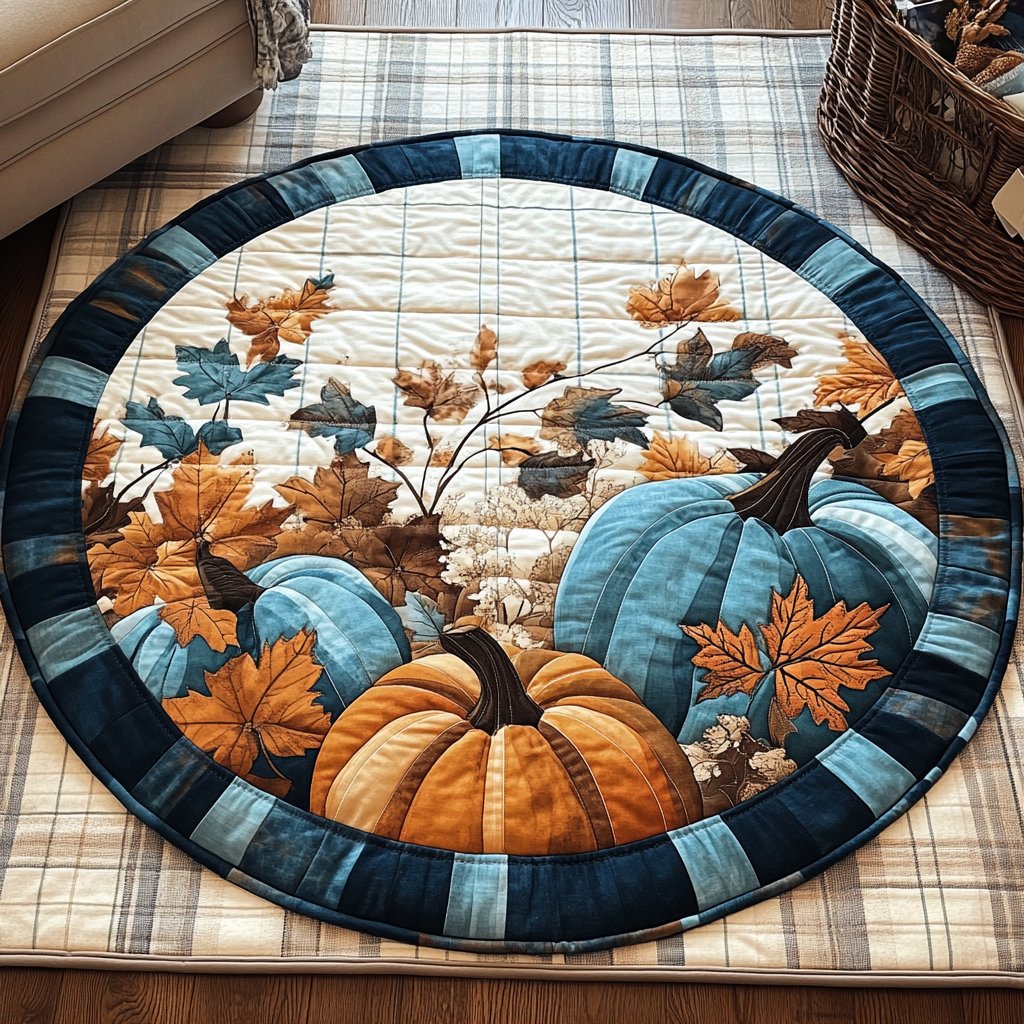Harvest Warmth Round Mat Rug - washable non-slip printed rug