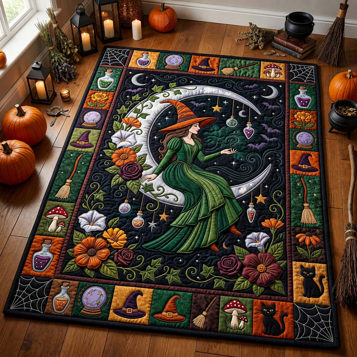 Harvest Witch Path area rug in a living room