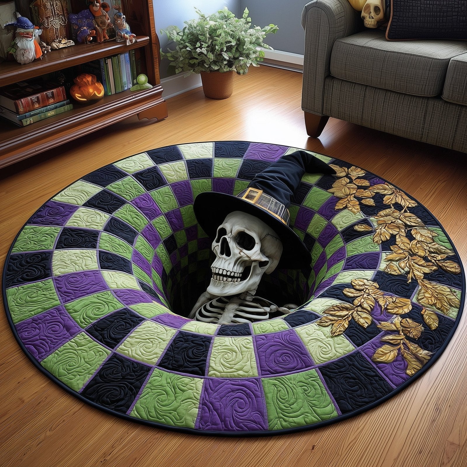 Haunted Bone Round Mat Rug - Nature Design | Serene Home Decor