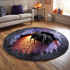 Haunted Cat Round Mat Rug - Cute Pet Design | Animal Printed Home Decor