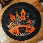 Haunted City Round Mat Rug - washable non-slip printed rug