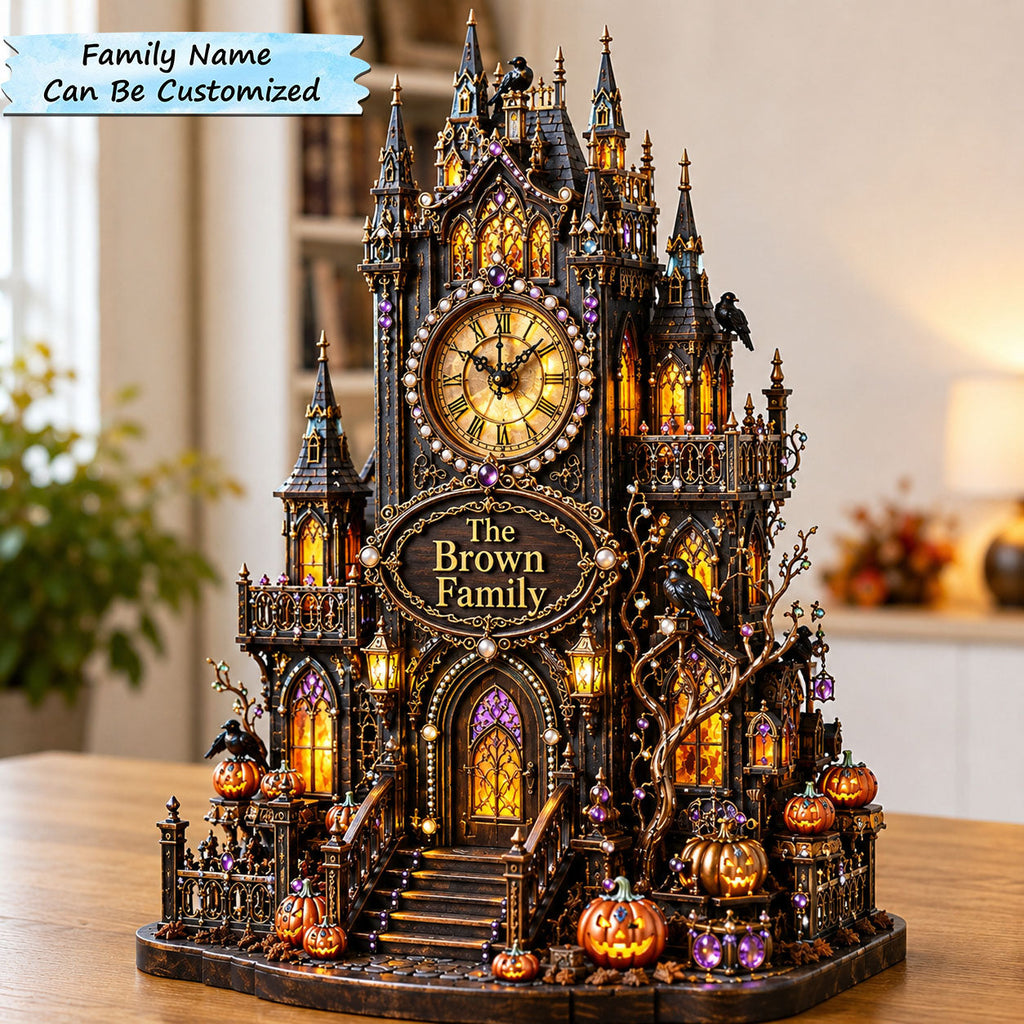 Haunted Clock Tower wooden block, laser-cut 3-layer wood