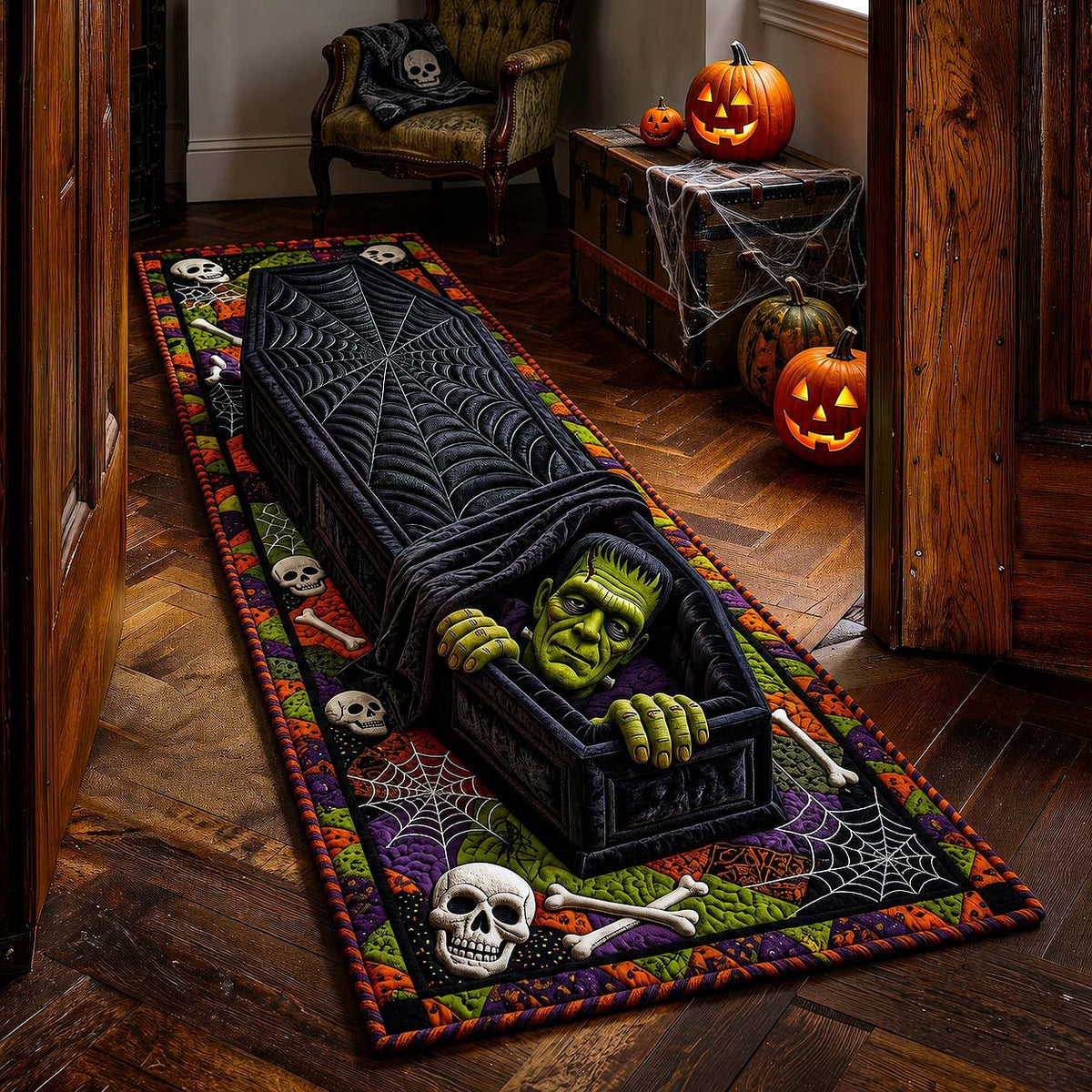 Haunted Coffin Runner Rug - Nature Design | Serene Runner Rug