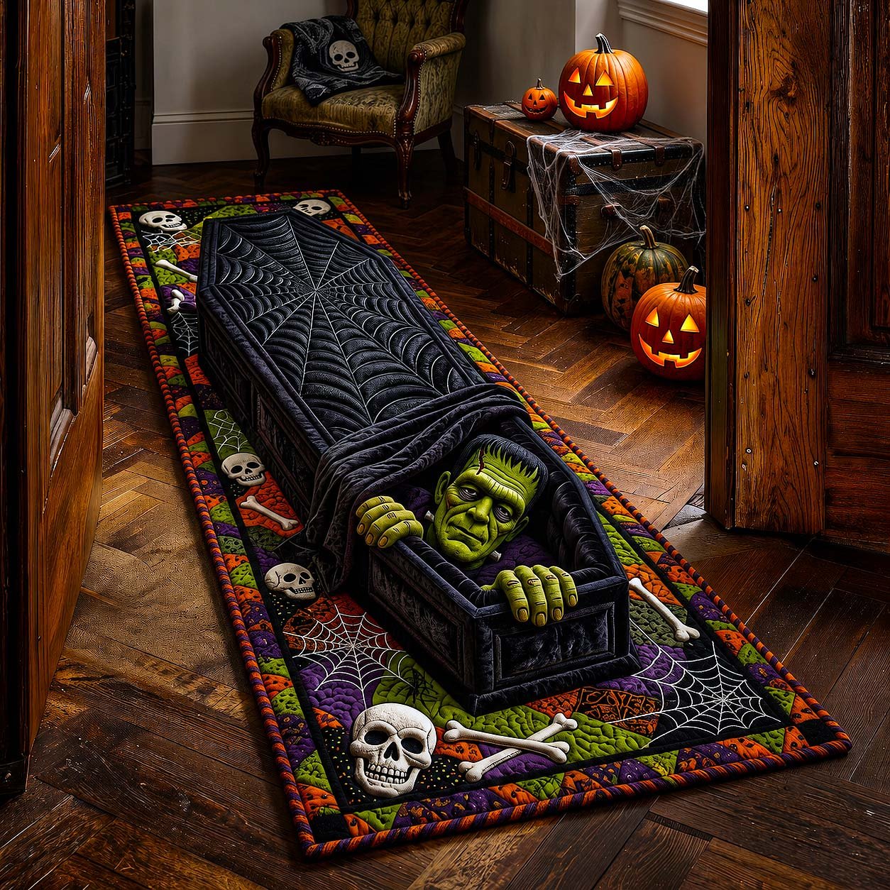 Haunted Coffin Runner Rug - Nature Design | Serene Runner Rug
