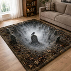 Haunted Depths area rug in a living room