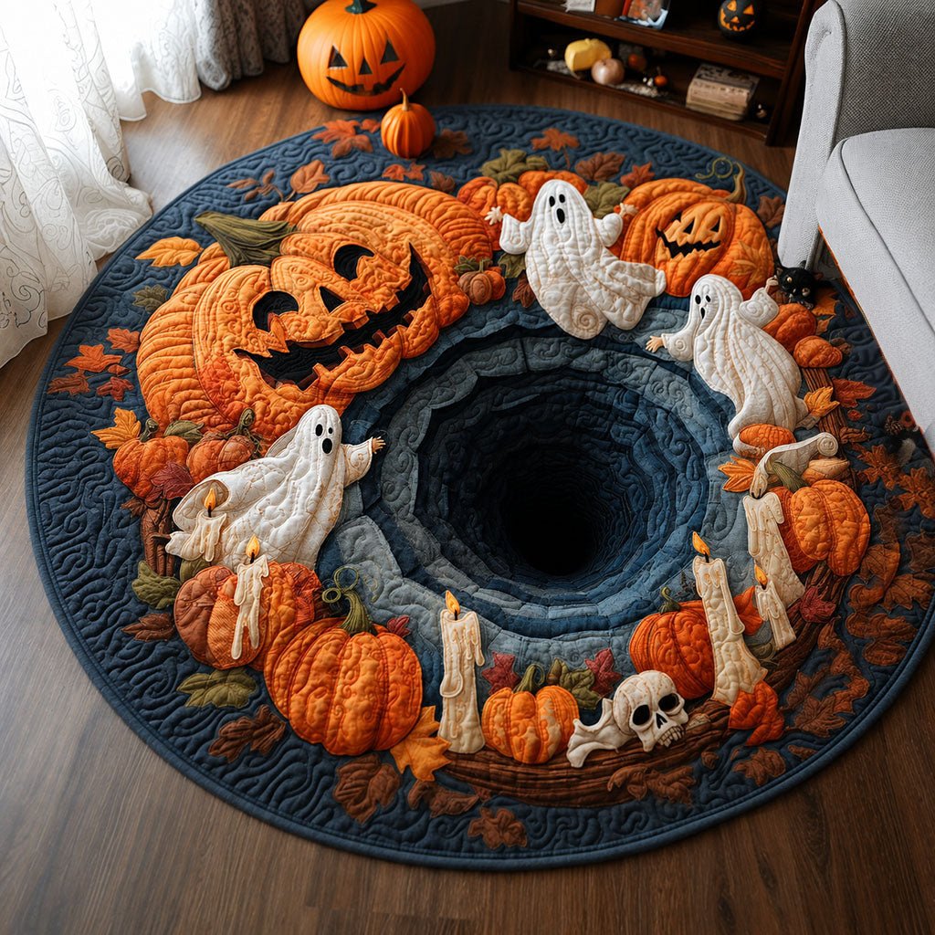 Haunted Descent Round Mat Rug - washable non-slip printed rug