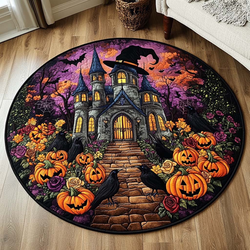 Haunted Dreams Round Mat Rug - washable non-slip printed rug