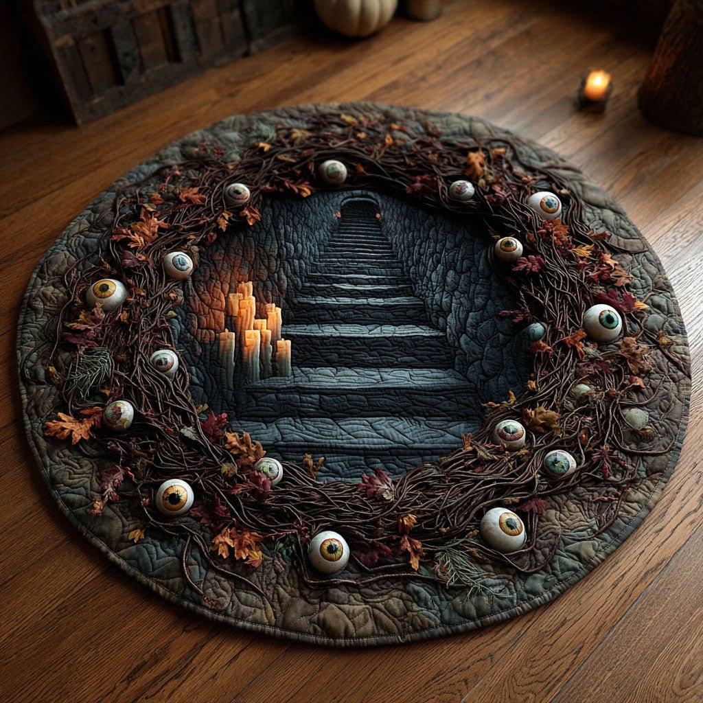 Haunted Gaze Round Mat Rug - washable non-slip printed rug