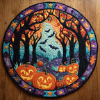 Haunted Glow Round Mat Rug - washable non-slip printed rug
